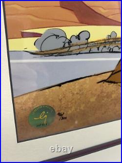 Chuck Jones Wile E Coyote Roadrunner Signed LE 96/201 Animation Cel Cell COA