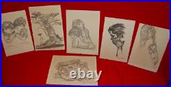 Chuck Jones signed 6 Life Art Drawings Collectables + 6 PSA certs Ltd. Rare