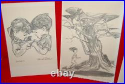 Chuck Jones signed 6 Life Art Drawings Collectables + 6 PSA certs Ltd. Rare