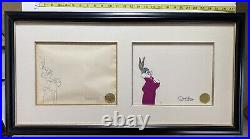 Chuck Jones signed Bugs Bunny/ Road Runner Movie Production Drawing 1/1 Cel
