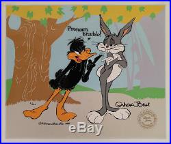 Chuck Jones signed LE cel Pronoun Trouble Bugs Bunny Daffy Duck Warner Bros 1988