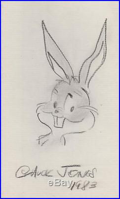 Chuck Jones signed Original Bugs Bunny Drawing 19x11 cm very rare