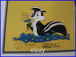 Chuck Jones signed Pepe Le Pew 1982 limited edition cel 100 made Pepe in Flowers