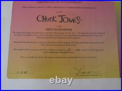 Chuck Jones signed Pepe Le Pew 1982 limited edition cel 100 made Pepe in Flowers