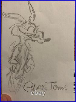 Chuck Jones signed Sketch Chuck Jones Hand Drawn Wile E Coyote Sketch