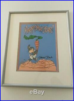 Chuck Jones signed cel Happy New Year 1991 rare baby Bugs Bunny