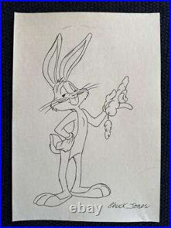 Chuck jones drawing and painting on old paper signed stamped vintage