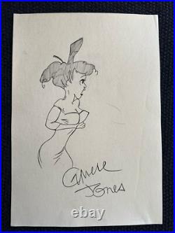 Chuck jones drawing and painting on old paper signed stamped vintage