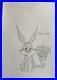 Chuck jones drawing and painting on old paper signed stamped vintage
