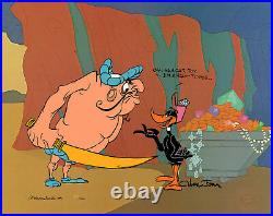 DAFFY & HASSAN CHOP CALL ME A CAB Hand Signed Chuck Jones cel Looney Tunes