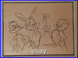 Daffy Duck, Bugs Bunny, Porky Pig Original Drawing Signed By Chuck Jones