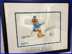 Daffy Duck Original Production Cel, Signed Chuck Jones, Mel Blanc, Friz Freeleng