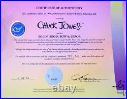 Daffy Duck & Porky Pig Robin Hood, Bow and Error Cel 500/500 Chuck Jones Signed