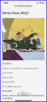 Dr Seuss Cel Santy Claus Why Grinch Signed Chuck Jones $1850 M Animation