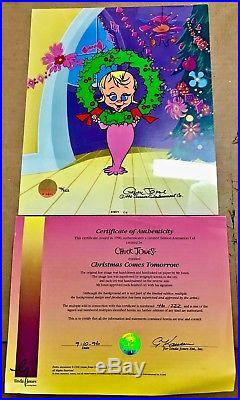 Dr. Seuss Cindy Lou Who Ltd. Ed. Cel & Prod. Drawing Signed Chuck Jones, GRINCH