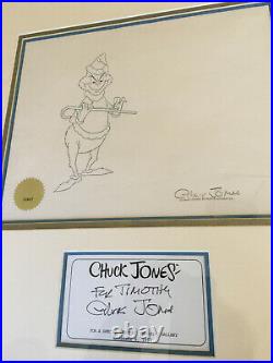 Dr Seuss'How the Grinch Stole Christmas' Drawing Signed Chuck Jones COA Framed