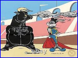 Extremely Rare Bugs Bunny and Toro the Bull cel, signed by Chuck Jones
