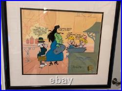 Framed Chuck Jones Cel Bugs And Witch Hazel Truant Officer Cel Signed