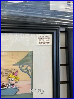 Framed Chuck Jones Cel Bugs And Witch Hazel Truant Officer Cel Signed
