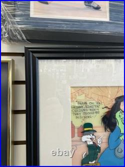 Framed Chuck Jones Cel Bugs And Witch Hazel Truant Officer Cel Signed