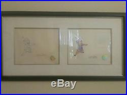 Framed Chuck Jones signed cel and drawing Porky Pig one of a kind