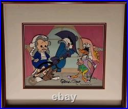 Framed SCARLET PUMPERNICKEL animation cel with background signed Chuck Jones