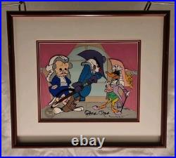 Framed SCARLET PUMPERNICKEL animation cel with background signed Chuck Jones