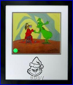 Grinch Who Stole Christmas hand Painted Cel signed Chuck Jones Custom Frame