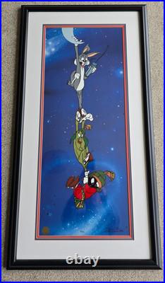Haredevil Hare Bugs Bunny with Marvin Martian Cel Signed Chuck Jones Art