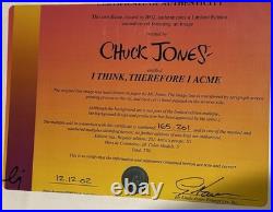 I Think Therefore Acme Chuck Jones Signed Cel Wile Coyote Road Runner