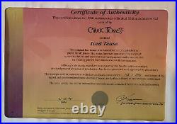 Iced Tease Road Runner Limited Production Cel Signed Chuck Jones, WB COA 1998