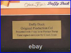 LooneyTunes-Daffy Duck-Original Production Cel &Postage Stamp SIGNED Chuck Jones