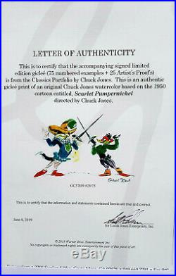 Looney Tunes Chuck Jones Daffy Duck estate Signed limited Edition Giclee withcoa