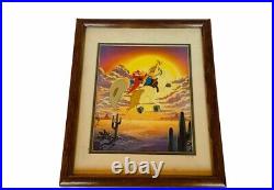 Looney Tunes Chuck Jones framed art print Limited Edition Yosemite Sam horse vtg