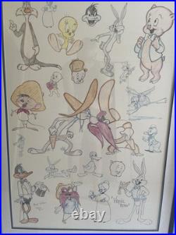 Looney Tunes Hand sketching. Huge. Virgil Ross Signed. Rare. Incredible Looney Tunes Hand sketching. Huge. Virgil Ross Signed. Rare. Incredible