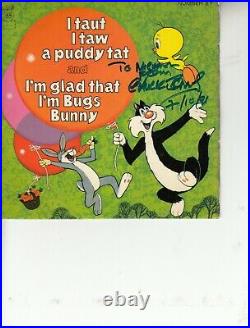 Mel Blanc & Chuck Jones Hand Signed Bugs Bunny/tweety Pie/sylvester Record Rare