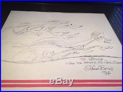 Original Chuck Jones Coyote And Road-Runner Pencil Drawing Signed 1987