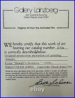 Original MOWGLI'S BROTHERS 1976 Production Animation Cel Signed by Chuck Jones