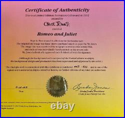 PEPE LE PEW Chuck Jones Romeo & Juliet Looney Tunes Signed Cel Art 1992