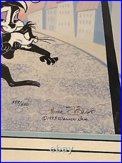 Pepe Le Pew & Kitty She is Shy CHUCK JONES Limited Edition /500 Signed Cel Art