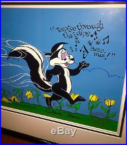 Pepe Le Pew Warner Brothers Cel Pepe In The Tulips Rare Signed Chuck Jones Cell