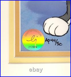 RARE Warner Bros HOUND'S TOOTH Cel BUGS BUNNY PORKY PIG Signed CHUCK JONES 44/50