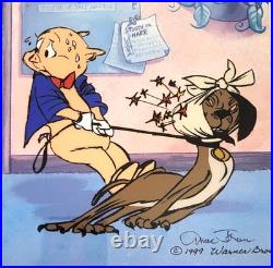 RARE Warner Bros HOUND'S TOOTH Cel BUGS BUNNY PORKY PIG Signed CHUCK JONES 44/50