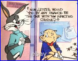 RARE Warner Bros HOUND'S TOOTH Cel BUGS BUNNY PORKY PIG Signed CHUCK JONES 44/50