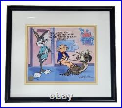 RARE Warner Bros HOUND'S TOOTH Cel BUGS BUNNY PORKY PIG Signed CHUCK JONES 44/50