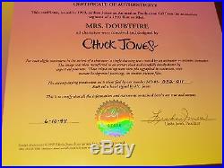 ROBIN WILLIAMS voiced Chuck Jones signed cartoon Mrs. Doubtfire original cel