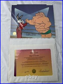 Rare Original Bugs Bunny & Crusher Production Cel Signed By Chuck Jones