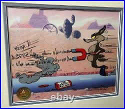 Road Runner Animation Cel Chuck Jones Signed Wile E Coyote Acme Bird Seed Cell