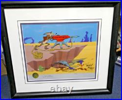 Road Runner Wile E. CoyoteAcme Harpoon Gun Animation Art Cel Signed Chuck Jones