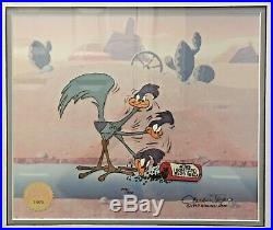 Road Runner / Wile E. Coyote 2 Cel Animation Signed Chuck Jones & Certificate